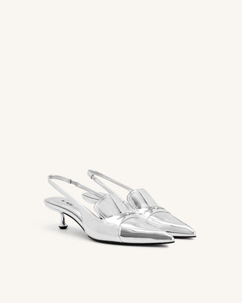 Carla Metallic Kitten Heel Pumps - Silber