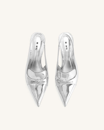 Carla Metallic Kitten Heel Pumps - Silber