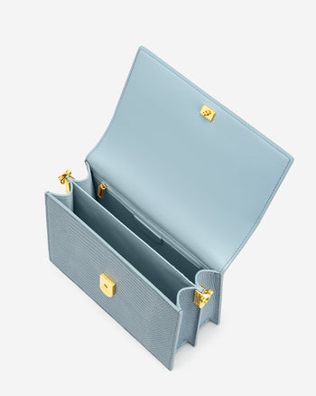 Mini-Klappentasche - Echsenprägung in Eisblau