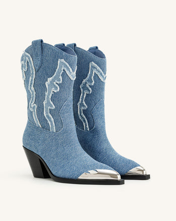 Riya Denim Cowboy Stiefel - Blau