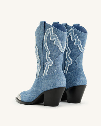 Riya Denim Cowboy Stiefel - Blau