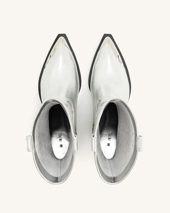 Riya Metallic Cowboy Stiefel - Silber