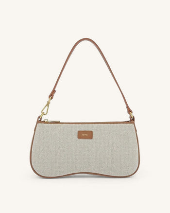 Eva Schultertasche - Beiges Leinen