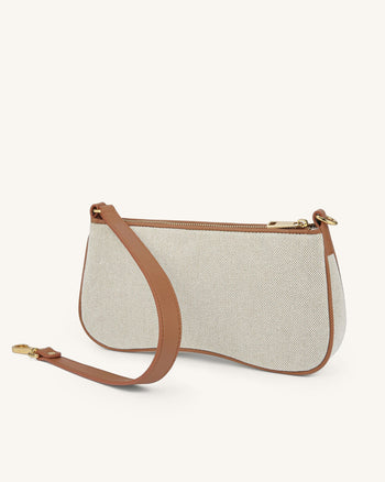 Eva Schultertasche - Beiges Leinen