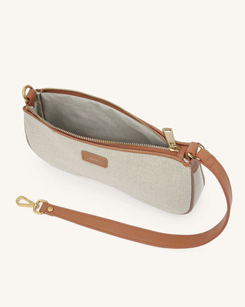 Eva Schultertasche - Beiges Leinen
