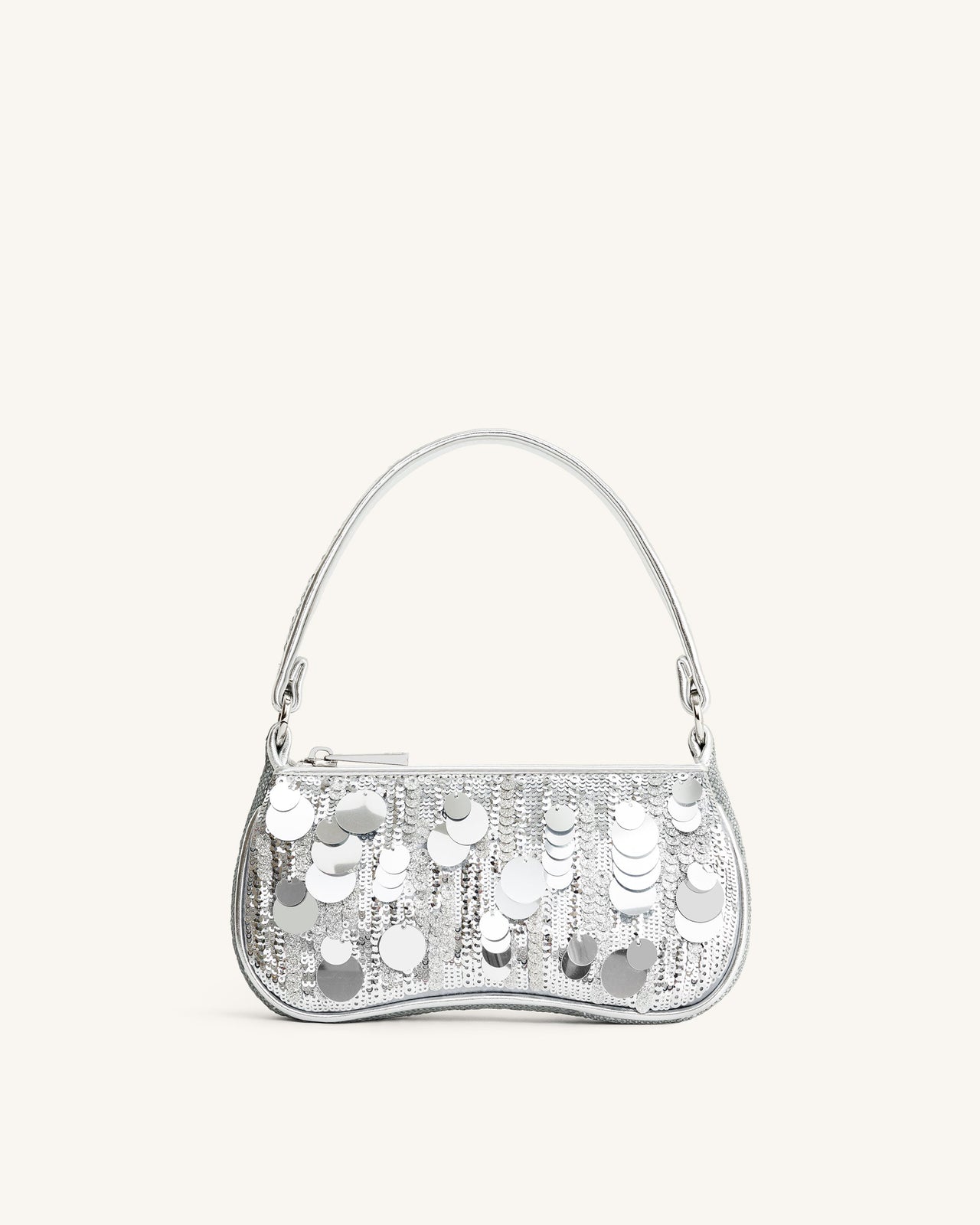 Eva Metallische Pailletten Mini-Schultertasche - Silber