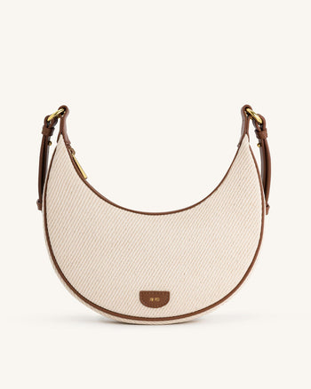 Carly Mittlere Schultertasche - Braunes Canvas
