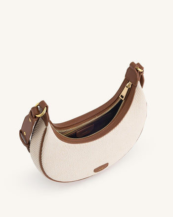 Carly Mittlere Schultertasche - Braunes Canvas