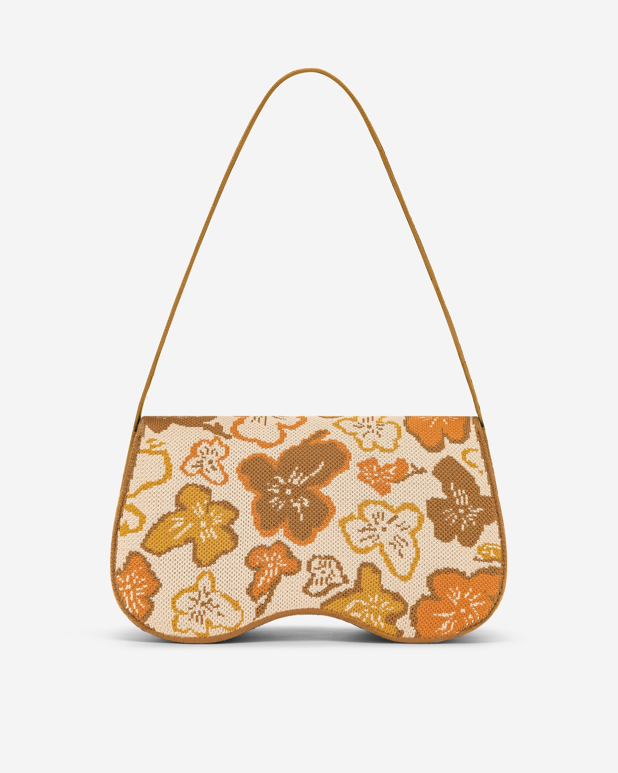 JW PEI Damen Becci gestrickte Umhängetasche - Blumenkollektion - Braun & Orange & Beige