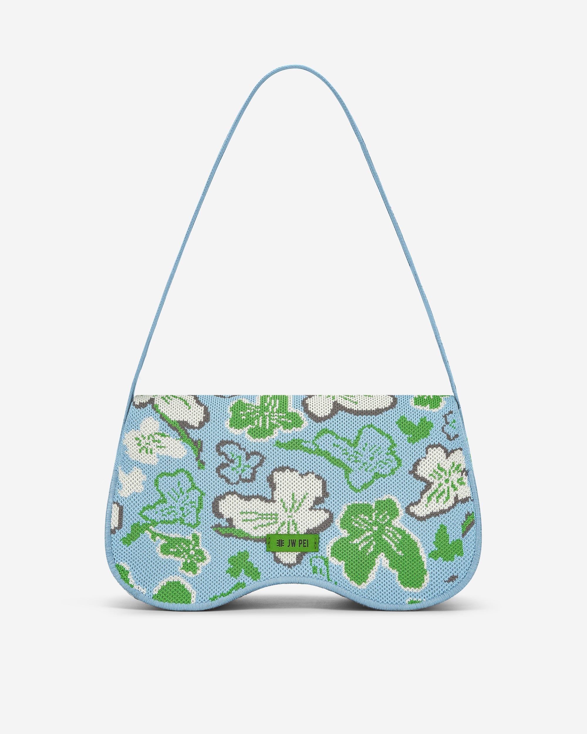 JW PEI Damen Becci gestrickte Umhängetasche - Blumenkollektion - Eis & Grün & Weiß & Grau
