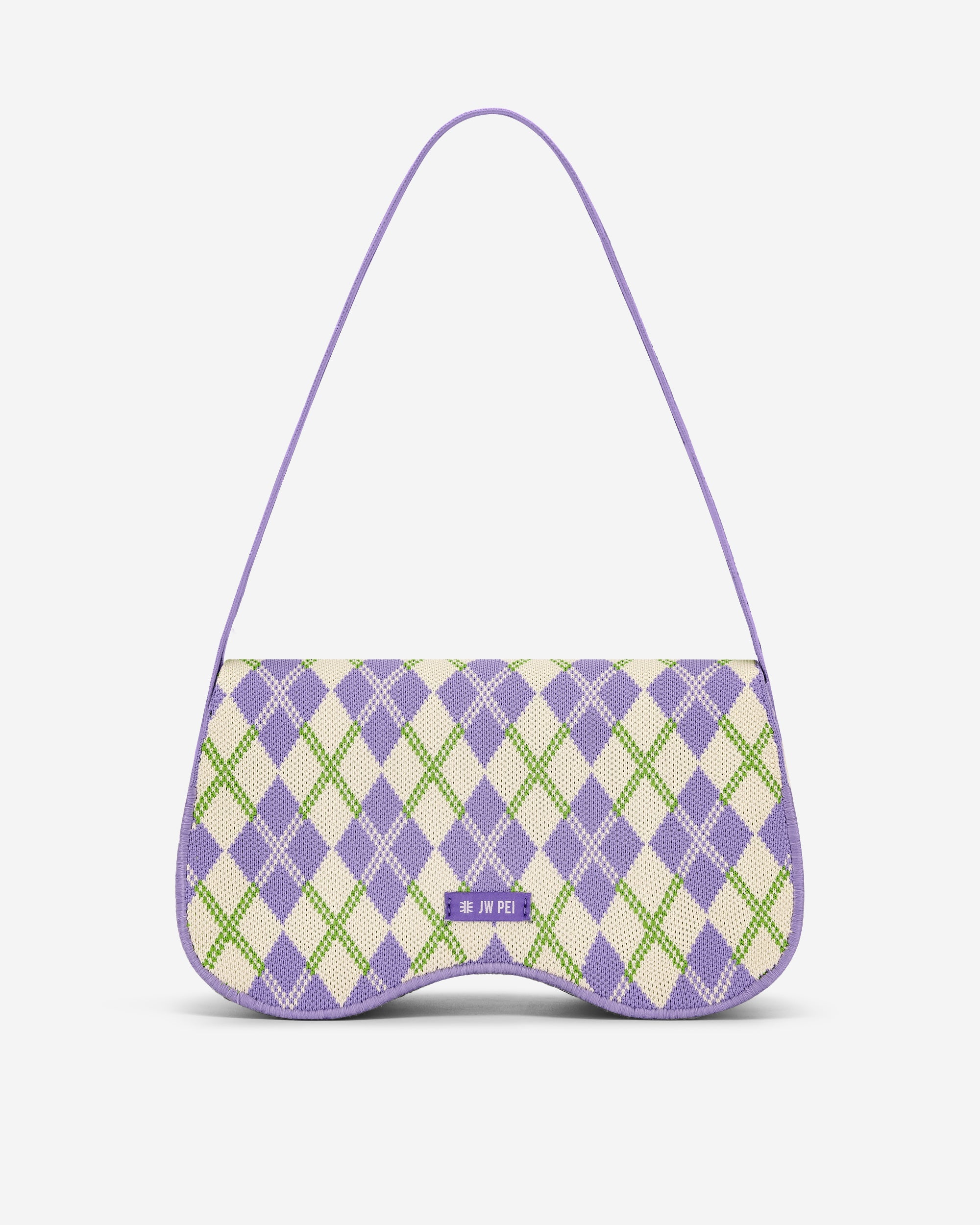 JW PEI Damen Becci gestrickte Umhängetasche - Lila & Elfenbein & Limone