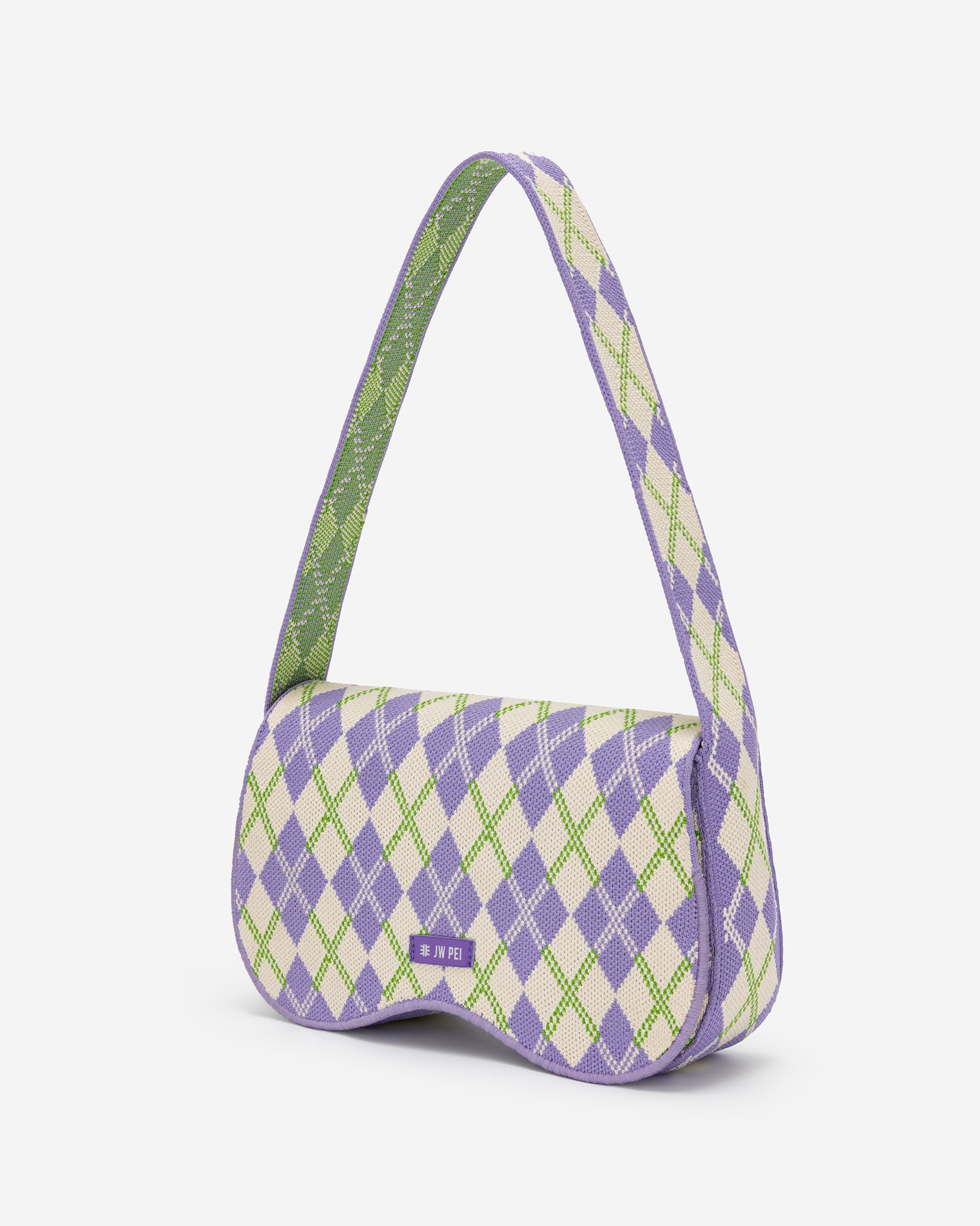 JW PEI Damen Becci gestrickte Umhängetasche - Lila & Elfenbein & Limone