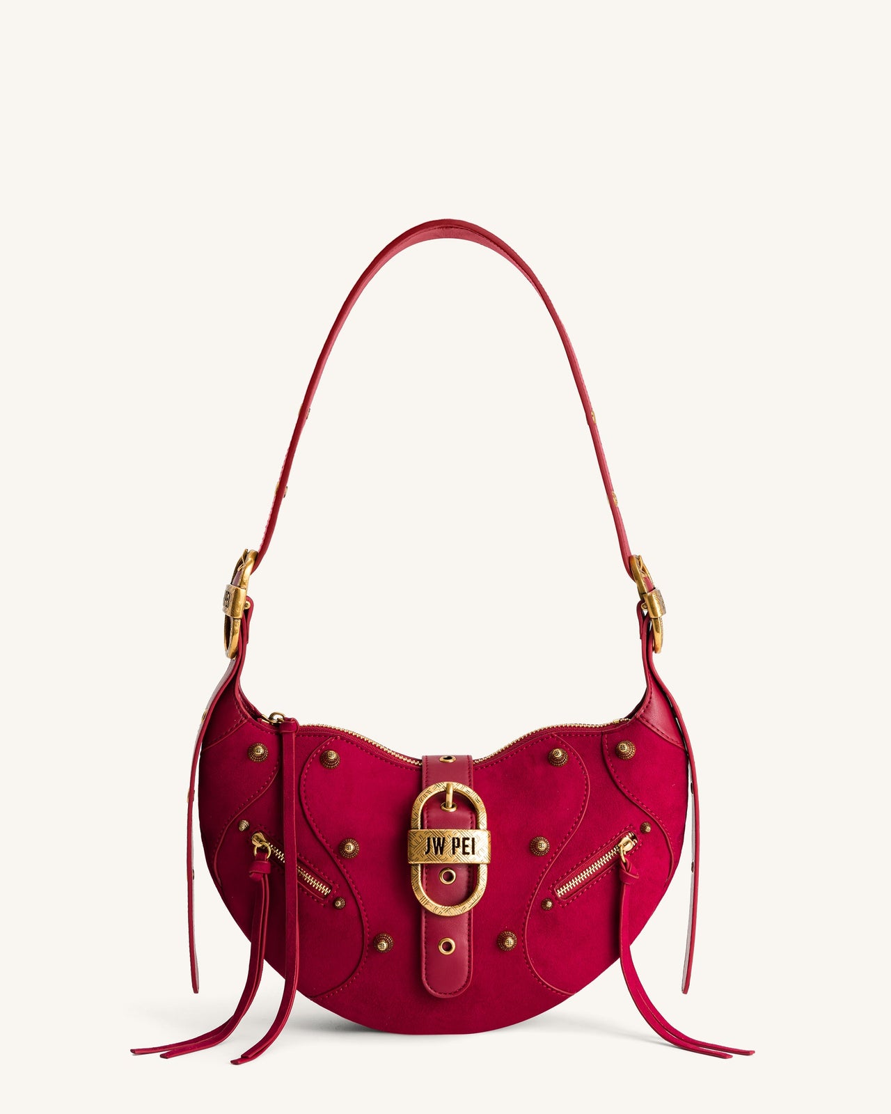 Tessa Wildleder Schultertasche - Tiefes Magenta