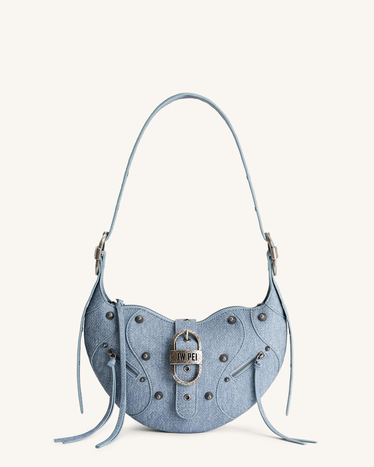 Damen Tessa Denim geprägte Schultertasche - Blau