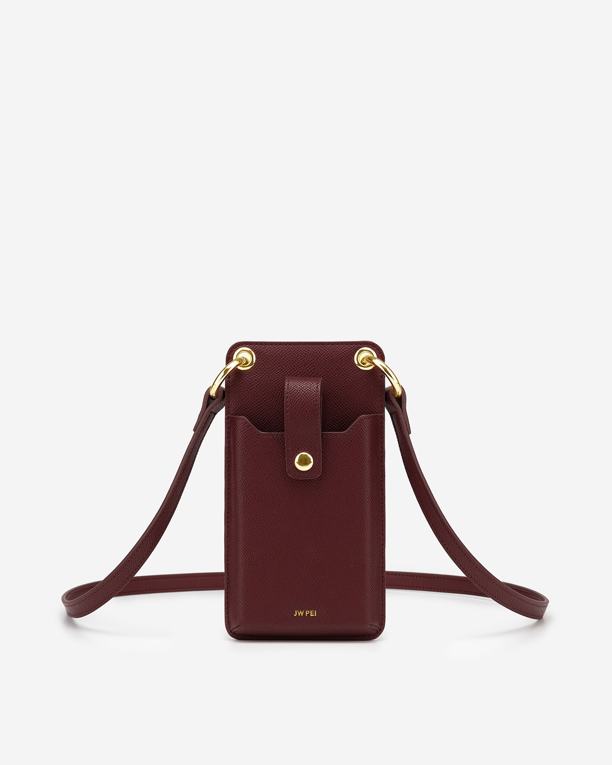 Quinn Smartphone-Tasche - Weinrot Genarbtes Veganes Leder