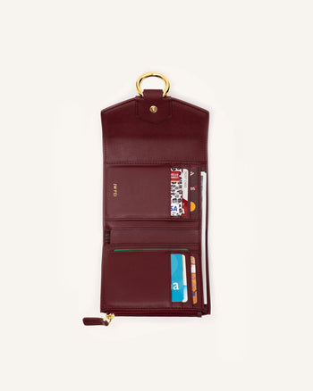 Stella Brieftasche - Burgunderrotes Genarbtes Veganes Leder