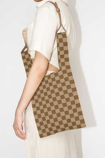 Shea Schachbrettmuster-Strick-Tasche - Braun