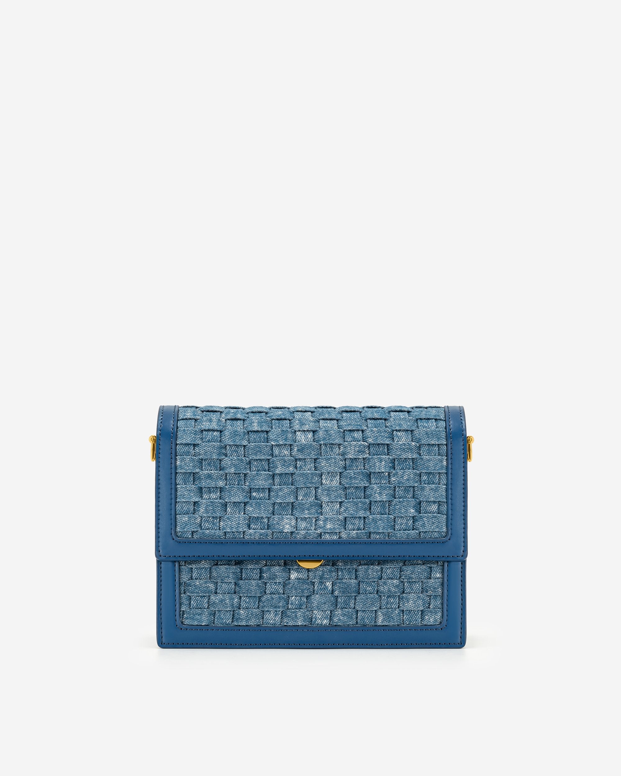 Mini-Klappentasche - Blaues Denim-Gewebe