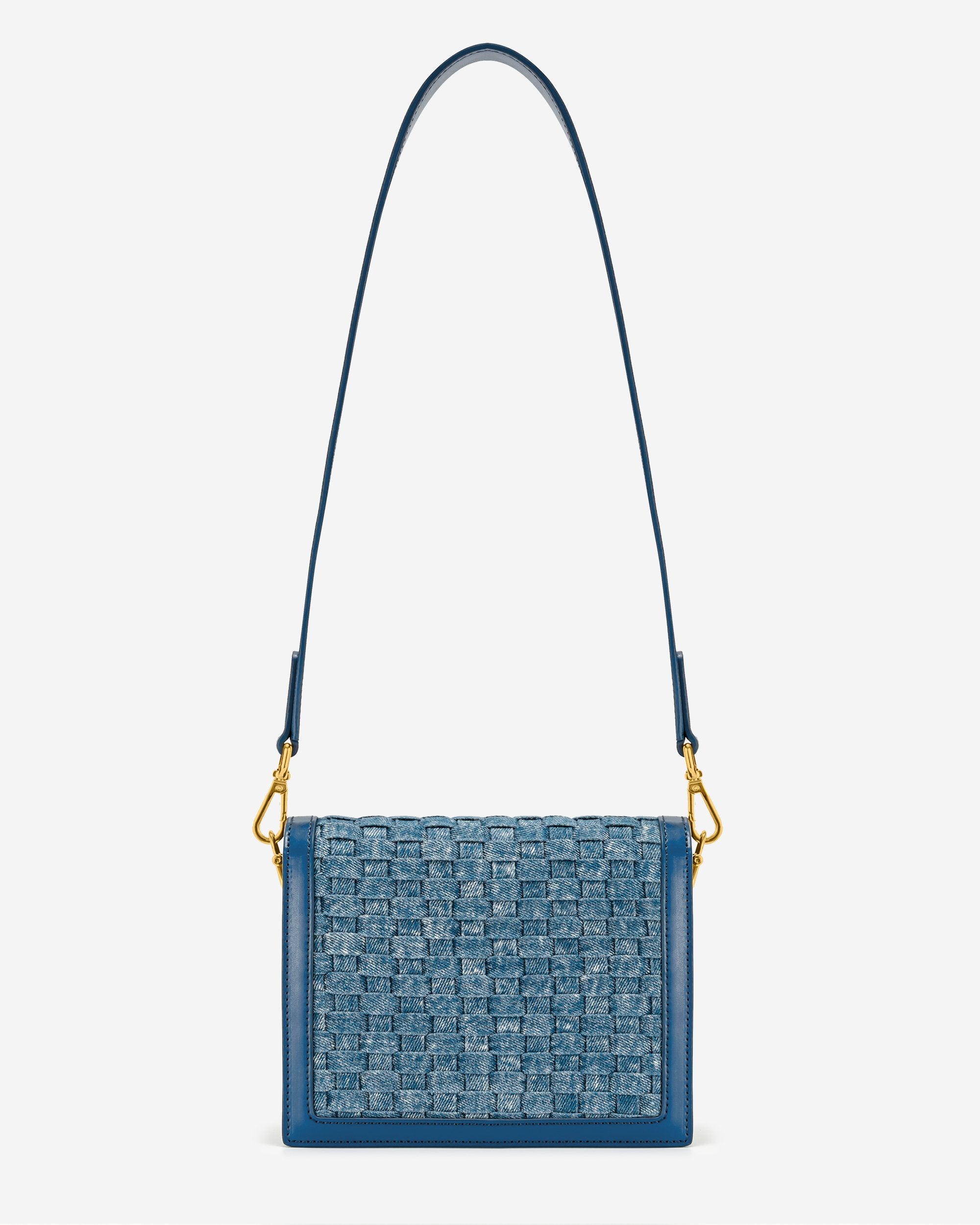 Mini-Klappentasche - Blaues Denim-Gewebe