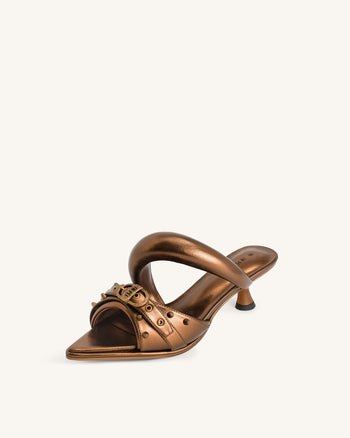 JW PEI Damen Sara Metallic Pantolette - Gold