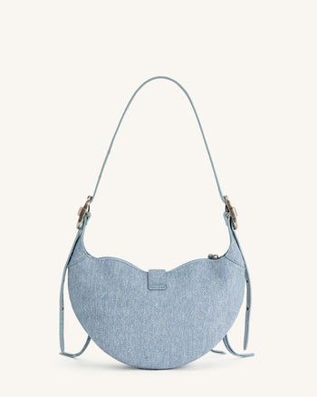 Damen Tessa Denim geprägte Schultertasche - Blau