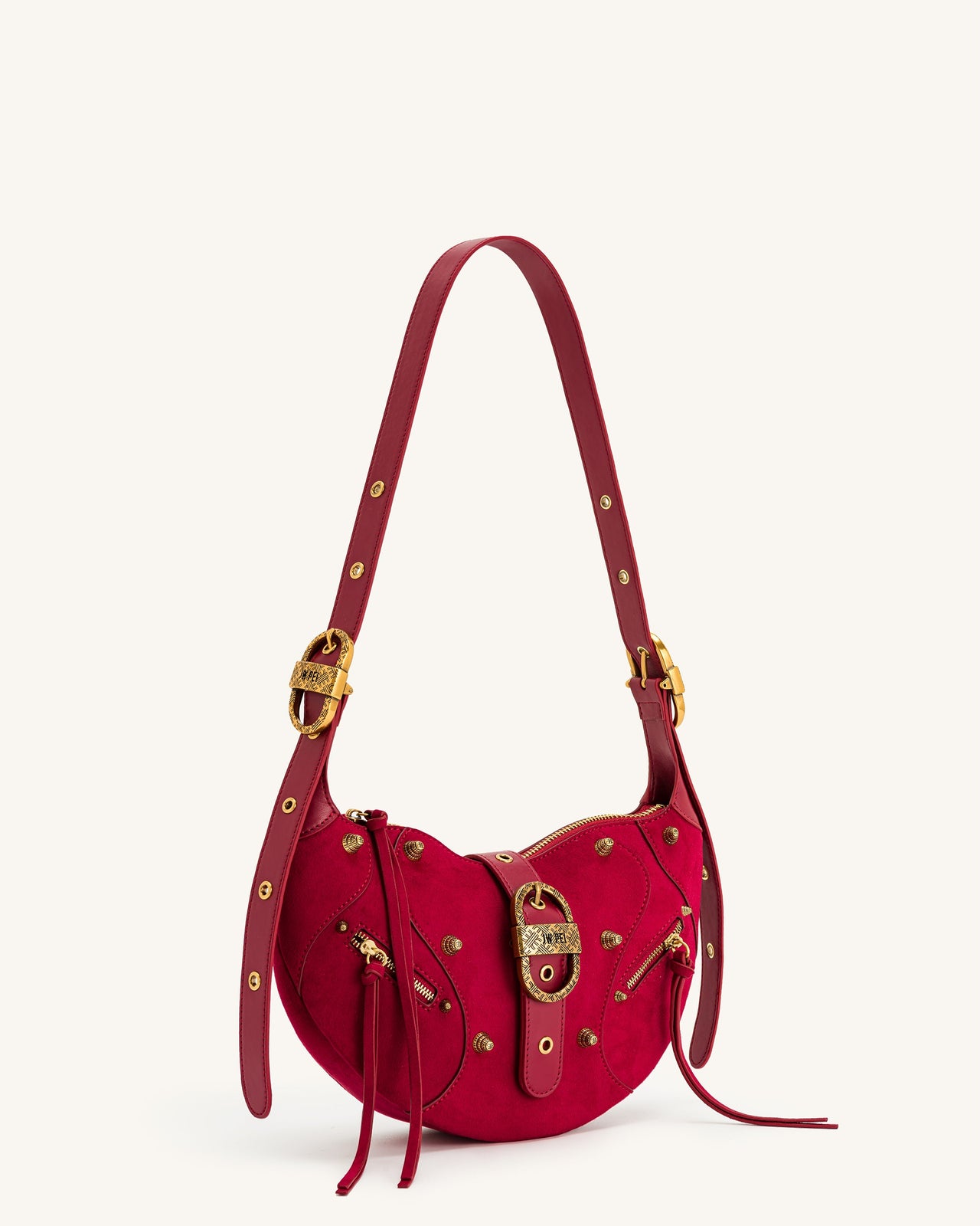 Tessa Wildleder Schultertasche - Tiefes Magenta