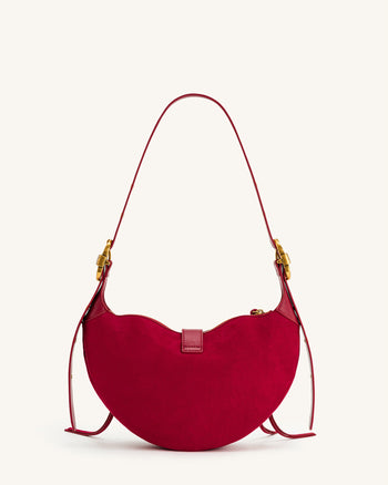 Tessa Wildleder Schultertasche - Tiefes Magenta