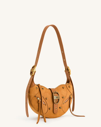 Tessa Wildleder Schultertasche - Kamel