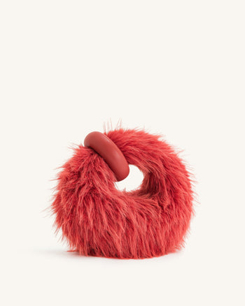 Abacus Kunstpelz Mini-Handtasche mit Obergriff - Hellmagenta