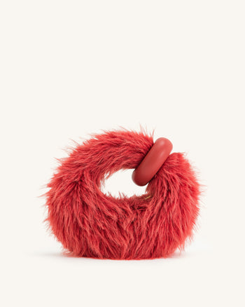 Abacus Kunstpelz Mini-Handtasche mit Obergriff - Hellmagenta