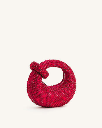 Abakus Künstliche Kristall Mini-Handtasche mit Obergriff - Rot