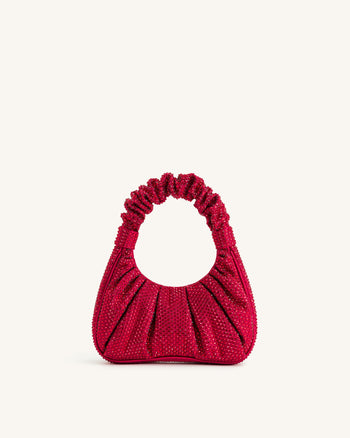 Gabbi Kunstharz-Mittelgroße Ruched Hobo-Handtasche - Rot