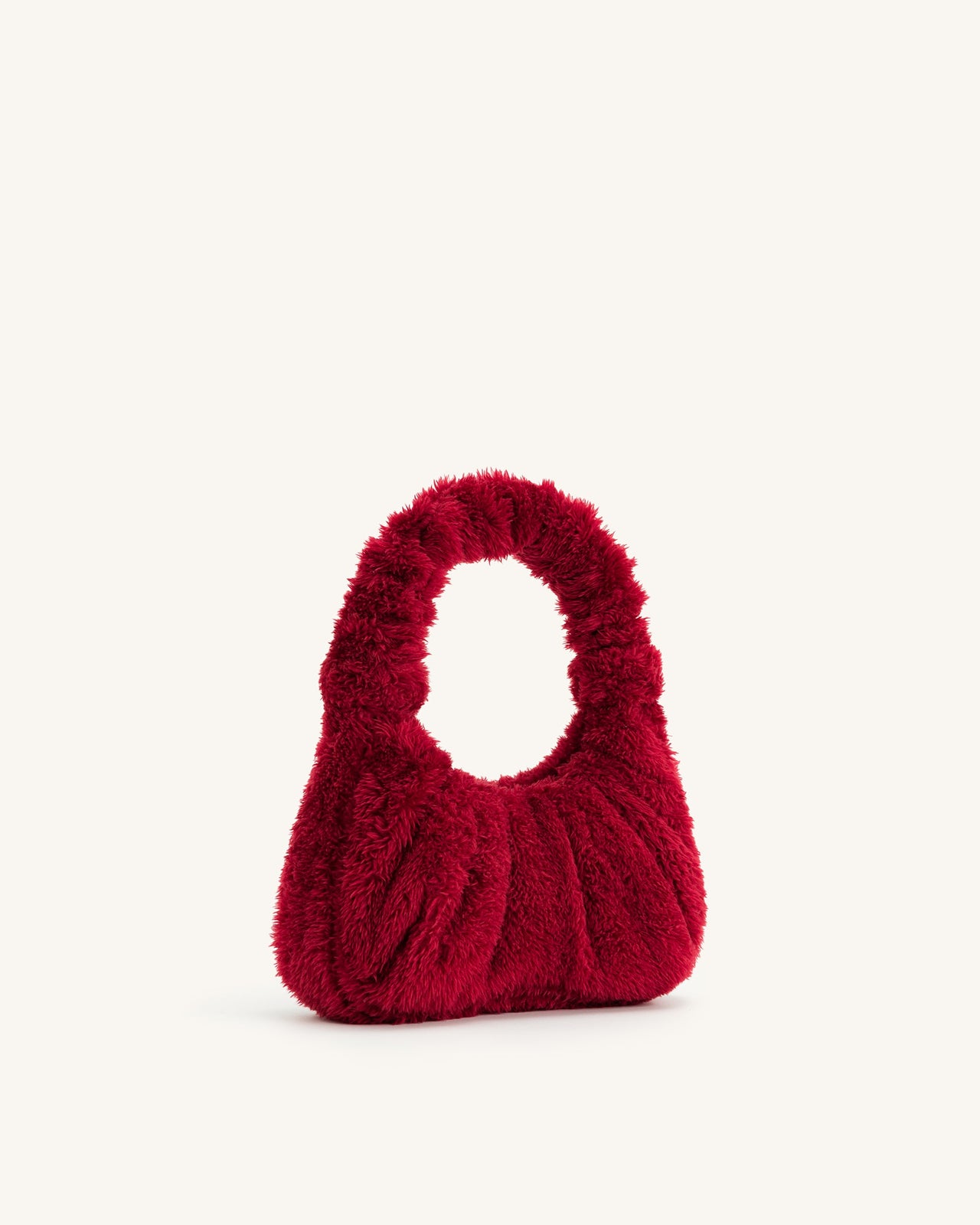 Gabbi Kunstfell-Mittelgroße Ruched Hobo-Handtasche - Magenta