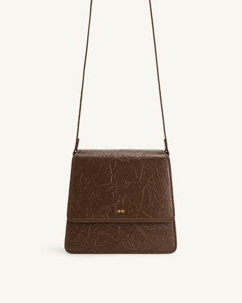 FAE Crossbody-Tasche mit Obergriff und Falten - Umbra
