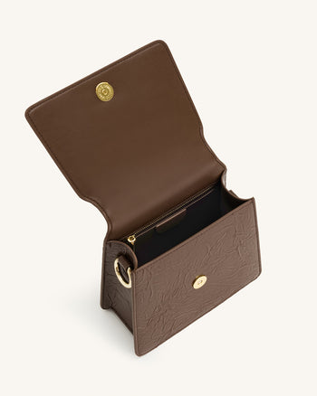 FAE Crossbody-Tasche mit Obergriff und Falten - Umbra