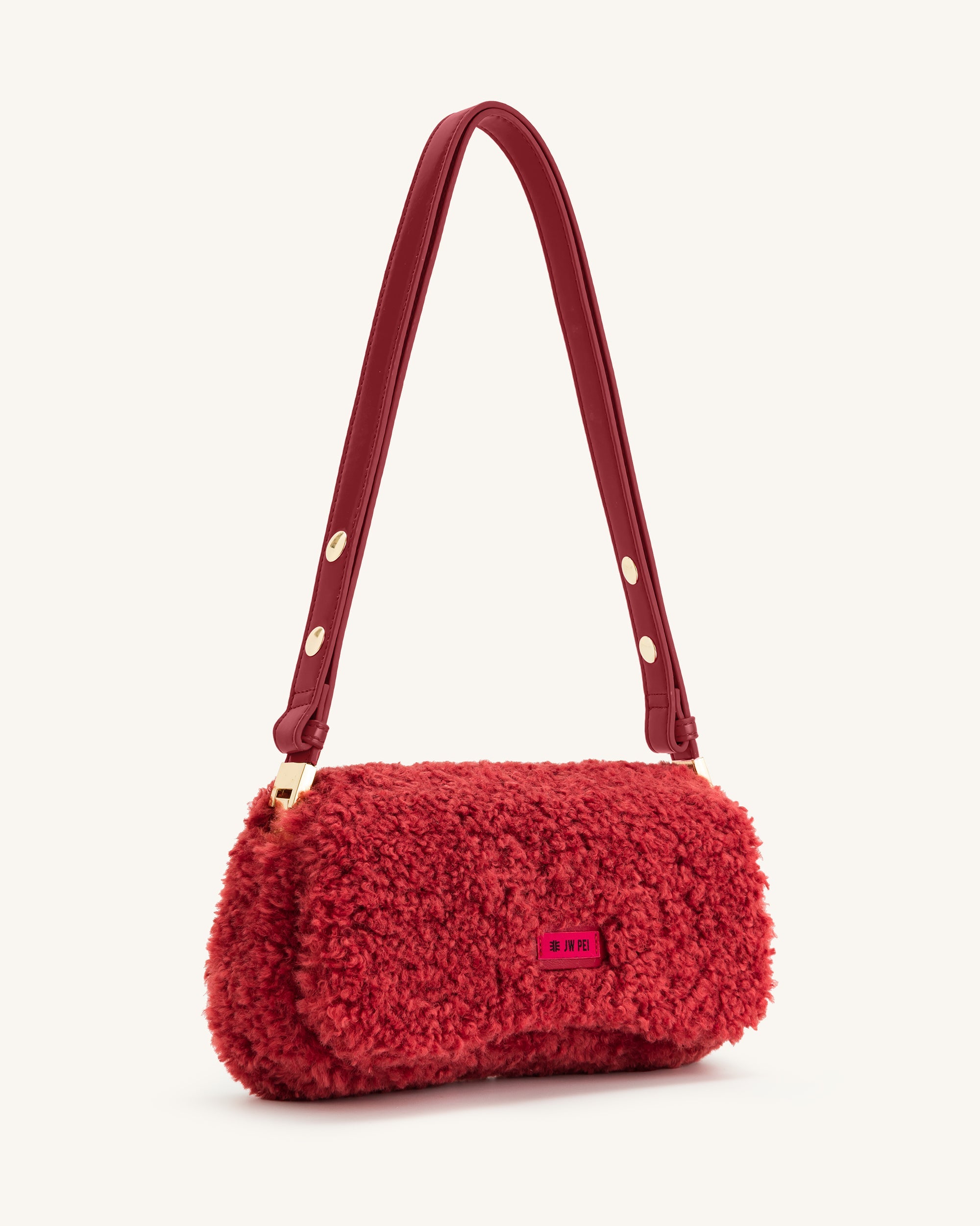 Joy Schultertasche aus Kunstpelz - Magenta