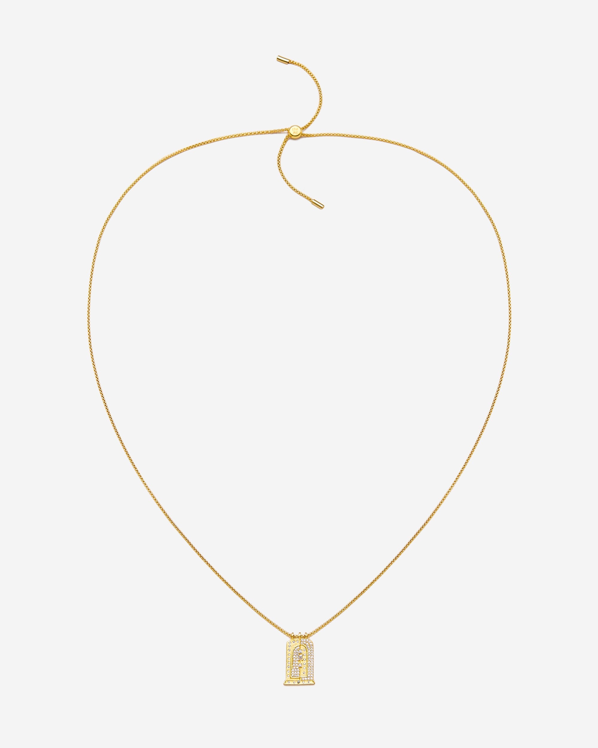 Römische Halskette mit kleinem Bogenanhänger - 18 Karat vergoldetes & Weißer Zirkon