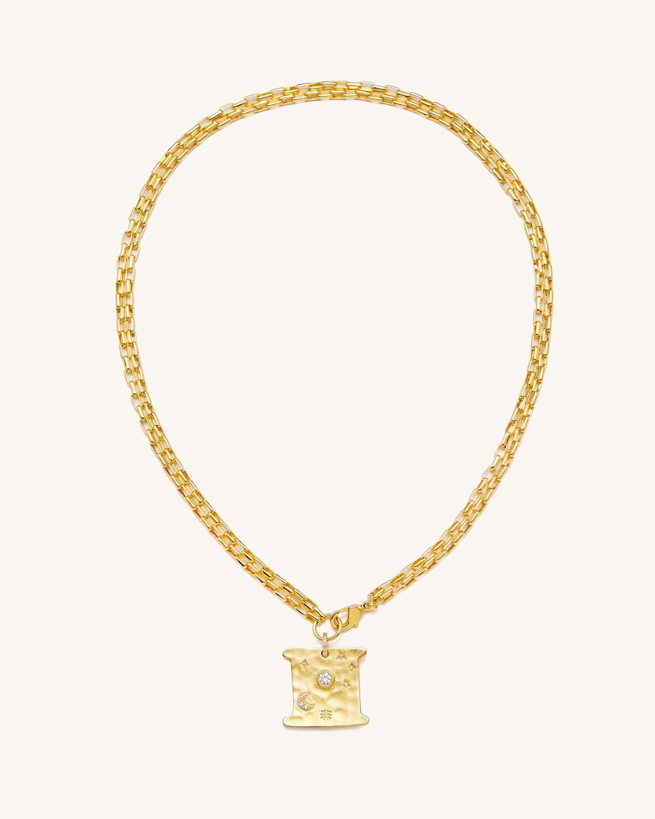 Kosmos Quadratische Halskette - 18 Karat vergoldetes & Weißer Zirkon