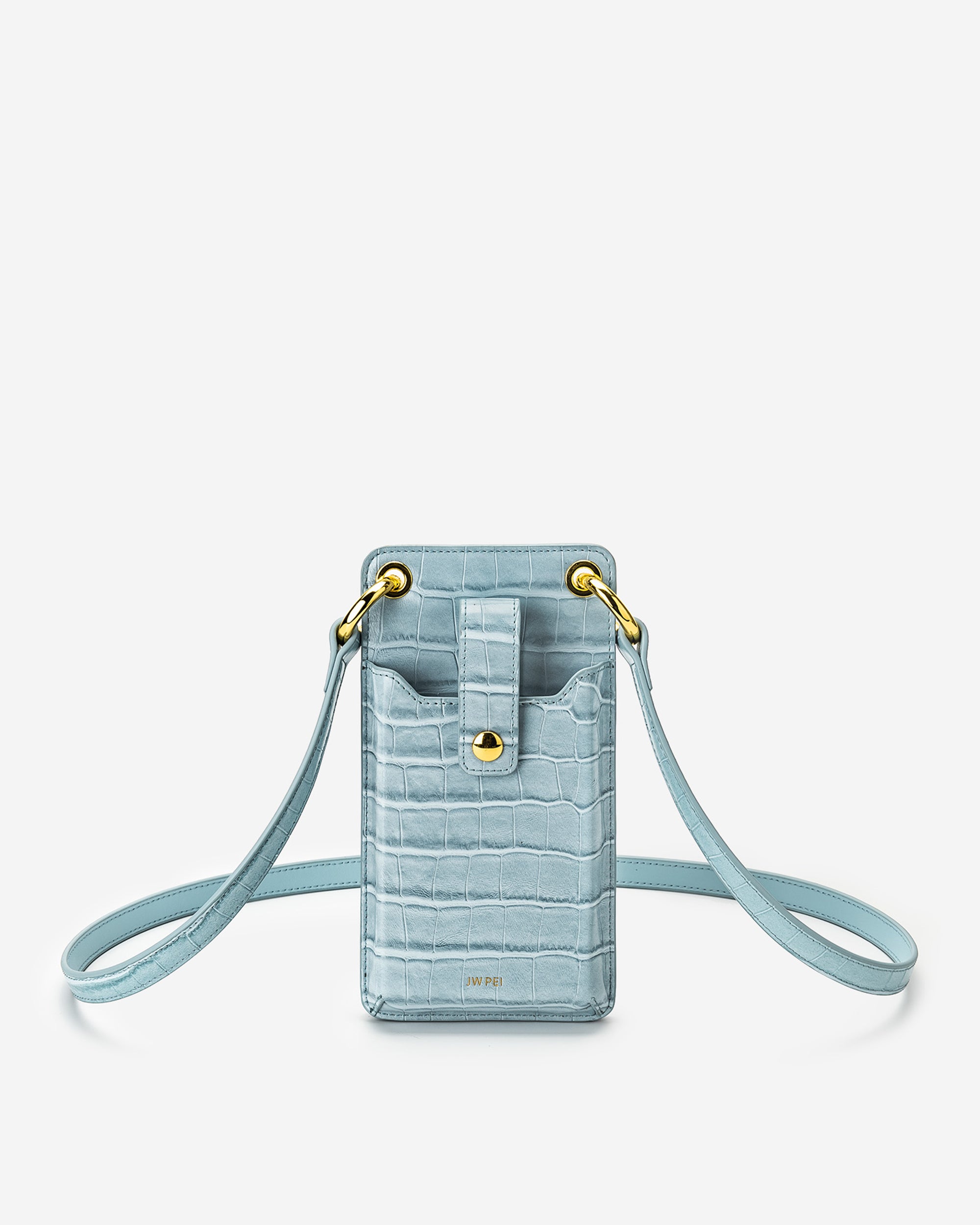 Quinn Smartphone-Tasche - Krokodilprägung in Eisblau